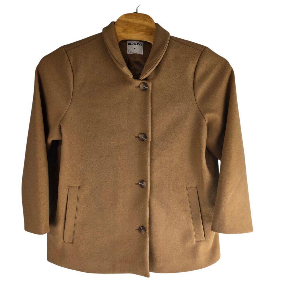 Old Navy‎ Womens XL Acacia Camel Brown Button Front Car Coat S/478235-00 - Picture 2 of 6